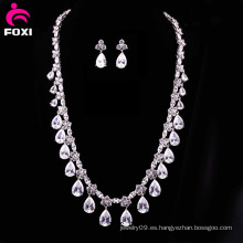 Elegante nupcial de oro blanco Zircon Collar Joyería Set